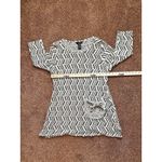 Black & White Ali Miles Tunic Lg Blk & White Geometric Artsy Stretchy 3/4 Sleeve Pocket Photo 5