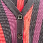 CAbi Womens Sweater Black Stripe Royal Pullover Multicolor V-neck Size Medium Photo 8