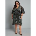 Modcloth  Shimmering Black Floral Dramatic Depths Velvet Short Sleeve Dress XL Photo 10