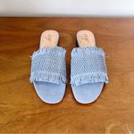 Anthropologie Latigo • Sofie Fringed Slide Sandal woven mules flat blue suede Photo 1