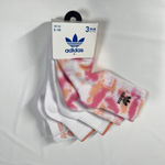 Adidas  Women Crew Socks 3 Pack Shoe Size 5-10 Tie Dye White Pink Orange Trefoil Photo 1