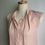 Vince  Blush Pink 100% Silk Chiffon Sleeveless Blouse Bow Neck Tie XS Extra Small Photo 1