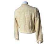 CAbi Daisy Tweed Yellow Raw Fringe Hem Blazer Jacket, Sz S Photo 6