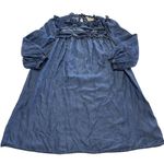 Kate Spade Dress Womens XS Denim Broome Street Embroidered Indigo Boho Ruffle Blue Photo 1