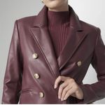 White House | Black Market WHBM Jacket NWT Faux Leather Double Breasted Windsor Wine Chic Glam Vegan Crop M Photo 15