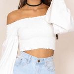 Showpo White Off The Shoulder Crop Top Photo 0