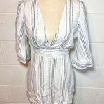 After Market White and Blue Plunge Neck Backless Mini Dress Size Small Photo 0