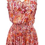 Poupette St Barth Clara Mini Dress Red Chagal Print Orange Pink Size Medium Photo 1