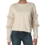 FOR THE REPUBLIC NWT Sweatshirt Beige French Terry Ruffled Sleeve Size S $58 Photo 3