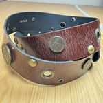 Women’s VTG Belt Sangriorgio Brown Brass Medallions Made in Italy Luxury M Photo 3