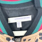 Lavender Brown  Leopard Bomber Jacket Size Medium Full Zip Lined Pockets Photo 4