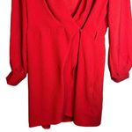 Topshop Red Bubble Satin Wrap Dress Size US 8 10N05PRED Photo 4