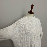Vintage Cable Knit Sweater Jumper Pullover 3D Baubles Mock Neck Ivory Cream White Size L Photo 2