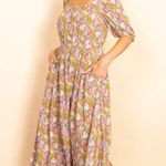 Elloh New Pink & Yellow Floral Reversible Maxi Dress Size Small Photo 0