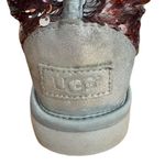 UGG  Womens Classic Short Sequin Sparkles Boots Silver Pink Reversible Sz 8 EUC Photo 4