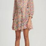 Saloni Franca Silk Floral Print Mini Wrap Dress Red Cream Womens Size 6 Photo 1