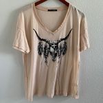 Wildfox Oversized Longhorn Graphic T-Shirt Tee Texas Western Boho V Neck Small Photo 0
