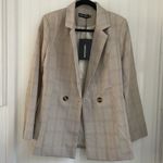 Pretty Little Thing women’s loose fit stone checked woven blazer NWT size 4 Photo 8