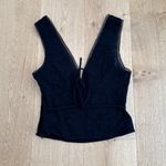 NIA Top Sleeveless Tie Back Lace Trim Size XS Black Photo 3