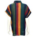 CCC Unisex Multicolor Striped Button Up Shirt Polyester Casual Retro Chic Large Blue Size undefined Photo 2