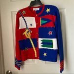 Doncaster  red blue holiday sweater size medium Photo 2