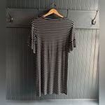 Luxology  Black and White Striped short Flutter Sleeve Dress Photo 1