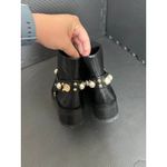 Karl Lagerfeld  Paris Pixie Embellished Moto‎ Booties Black Leather Womens 6.5 Photo 5
