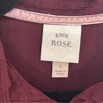 Knox Rose  | Burgundy Floral Embroidery Button Up Top | Large Photo 6