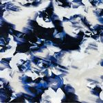 Dress Barn  | Navy & White Watercolor Print Baseball Tee Style Blouse | PM Photo 5