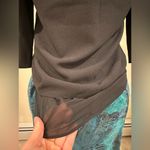 C & E Black V Neck Rectangle Cut Out Back 3/4th Sleeves Sheer Layer Sz M Size M Photo 2