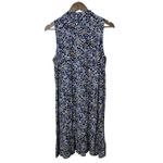 J.Jill Blue Floral Sleeveless Shirt Dress Women's Size Small Rayon Ruffle Hem Photo 9