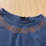 Cruel Girl Cruel Denim Thermal Top XS Xtra Small Dark Blue Gold Geometric Embroidery Waffle Photo 1