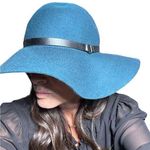 Old Money Aesthetic Wool Hat Blue Green Black Trim NWT Photo 0