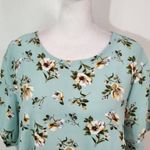 SheIn Green Floral Crop Top with Open Tie Back Size Large Green Floral Top Photo 1