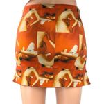Tiger Mist Orange Knit Body Graphic Print Straight pencil Mini Skirt Size XS Photo 2