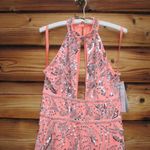 Mac Duggal  6030 Womens High Neck Embellished Mesh Gown With Slit Dress Coral Photo 7