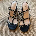 Luxury Exe Black and Gold Studded Block Heels Size 38 Photo 4