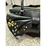 Betsey Johnson Black Bow Satchel Bag with Floral Interior Medium Photo 5