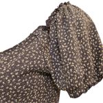 American Eagle  Ditzy Floral Blue White Puff Sleeve Crop Baby Tee Bow Size Small Photo 4