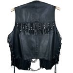Vintage Harley Davidson Black Leather Fringe Vest Size L Biker Chic Edgy Jacket Size L Photo 1
