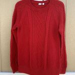 Gap  Red Cable Knit Sweater Women’s Size Medium 100% Cotton 593165 Photo 0