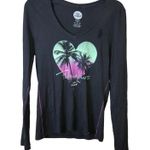 Life is Good Follow Yours Palm Tree Heart Print Long Sleeve Shirt Black Small Photo 0