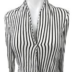 ZARA  TRF White Black Striped Faux Wrap V-neck Long Sleeve Blouse Top Size XS Photo 2