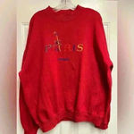 VTG from France PARIS Multicolor Embroidered Sweatshirt Sz XL Blue Photo 0
