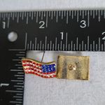 Gold American Flag Earrings with Red White and Blue Rhinestones Photo 6