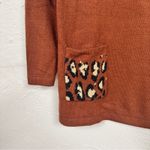 LOGO By Lori Goldstein Logo Lori Goldstein Brown Animal Print Trim Cowl Neck Tunic Sweater Womens S Photo 1