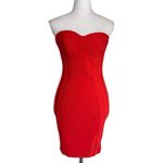 The Sang  Red Mini Dress Size S Strapless Tube Corset Bustier Bandage Stretch Photo 1