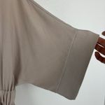 ZARA  Belted Shirt Dress Size Small Tan Short Dolman Sleeve Ruched Side Waist Photo 5