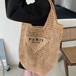 Alma Raffia Logo Tote Bag Photo 1