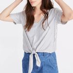 Madewell  Tie-Front Top in Blue & White Stripe Photo 0
